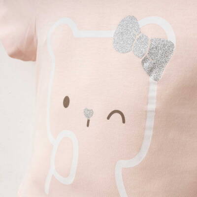 %100 PAMUKLU GLITTER GIRL T-SHİRT - 2