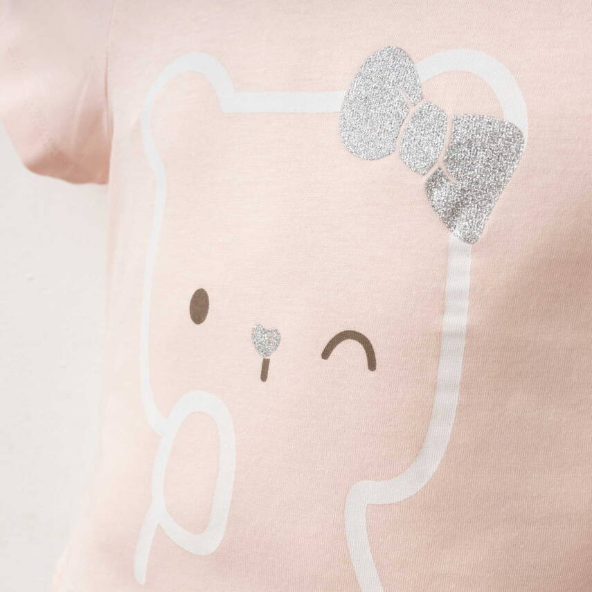 %100 PAMUKLU GLITTER GIRL T-SHİRT - 2